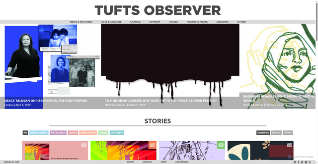 Security scan screenshot of https://tuftsobserver.org