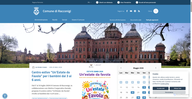 Security scan screenshot of https://www.comune.racconigi.cn.it