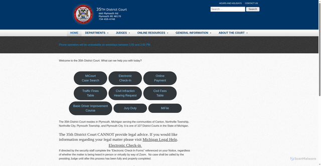 Security scan screenshot of https://www.35thdistrictcourt.org/