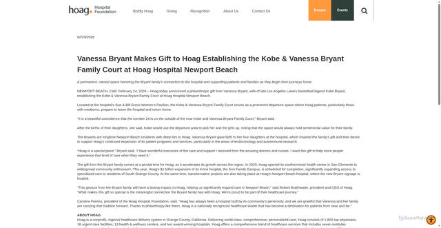 Security scan screenshot of https://www.hoaghospitalfoundation.org/vanessa-bryant-makes-gift-to-hoag-establishing-the-kobe-and-vanessa-bryant-family-court-at-hoag-hospital-newport-beach-pr.html