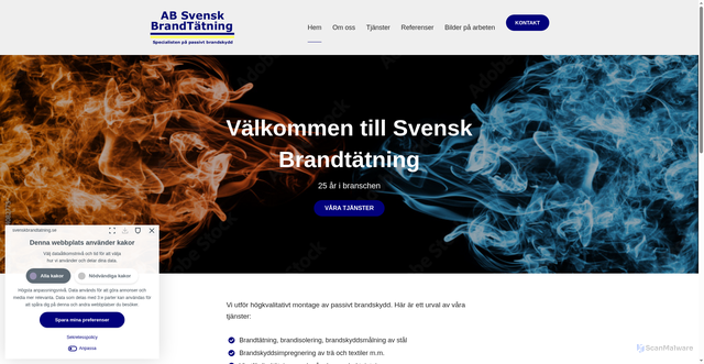 Security scan screenshot of https://xn--svenskbrandttning-1qb.se