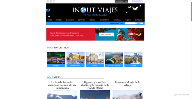 Security scan screenshot of https://inoutviajes.com