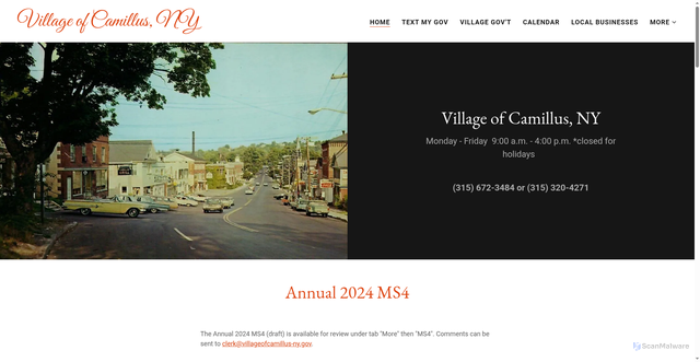 Security scan screenshot of https://villageofcamillusny.com/