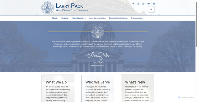Security scan screenshot of https://wvtreasury.gov/
