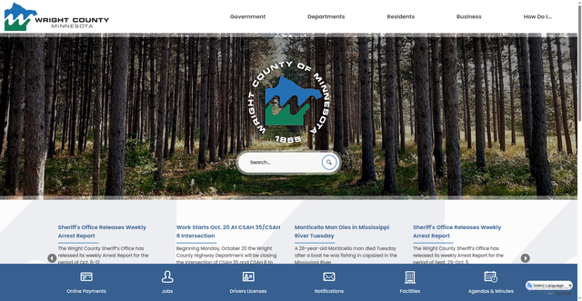 Security scan screenshot of https://wrightcountymn.gov/