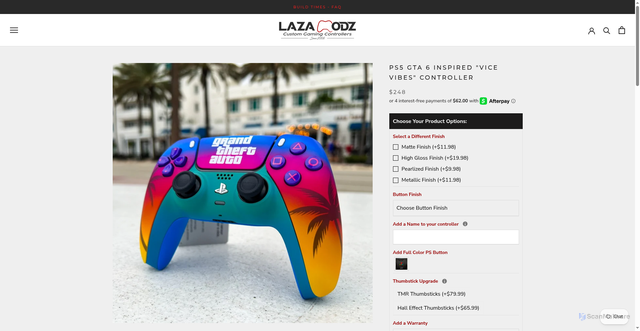 Security scan screenshot of https://lazamodz.com/products/ps5-vice-vibes-controller