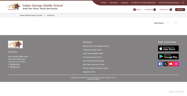 Security scan screenshot of https://www.wccsonline.com/o/isms/athletics