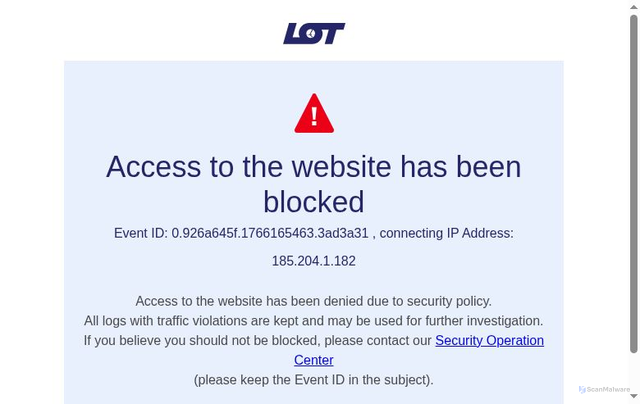 Security scan screenshot of https://www.lot.com/us/en