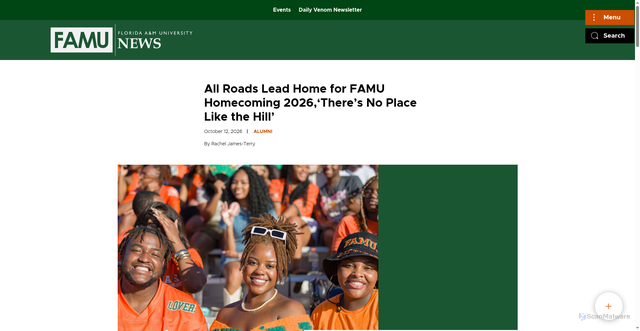 Security scan screenshot of https://news.famu.edu/2026/all-roads-lead-home-for-famu-homecoming-2026.php