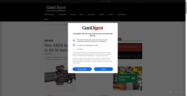 Security scan screenshot of https://gundigest.com/gun-reviews/rifles-reviews/new-ares-semi-automatic-rifle-legal-in-all-50-states