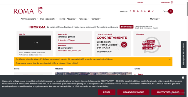 Security scan screenshot of https://www.comune.roma.it/web/it/home.page