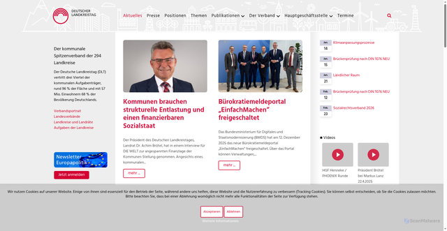 Security scan screenshot of http://www.landkreistag.de/