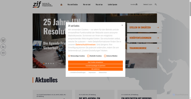 Security scan screenshot of https://www.zif-berlin.org/