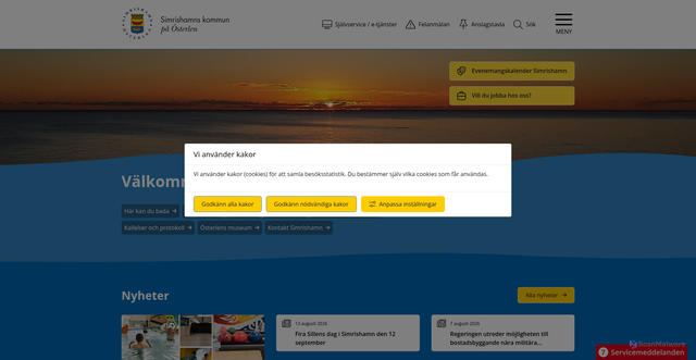 Security scan screenshot of https://Simrishamn.se