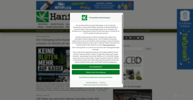 Security scan screenshot of https://hanfjournal.de