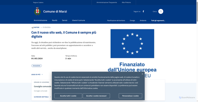 Security scan screenshot of https://www.comune.marzi.cs.it/