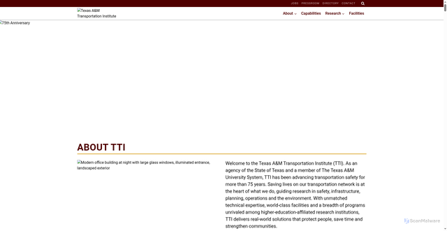 Security scan screenshot of https://tti.tamu.edu