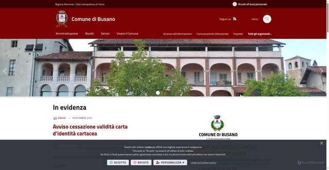 Security scan screenshot of https://www.comune.busano.to.it/it-it/home