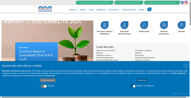 Security scan screenshot of https://www.aca.pescara.it/index