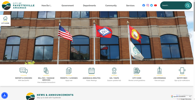 Security scan screenshot of https://www.fayetteville-ar.gov/