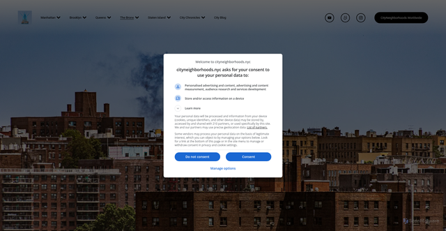 Security scan screenshot of https://www.cityneighborhoods.nyc/the-bronx-neighborhoods