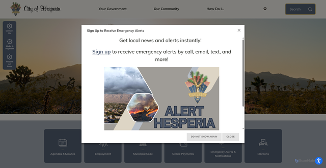 Security scan screenshot of https://hesperiaca.gov/