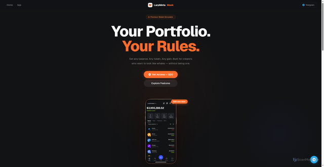 Security scan screenshot of https://larpmetamask.pages.dev/$%7BacLogoDataUrl%7D