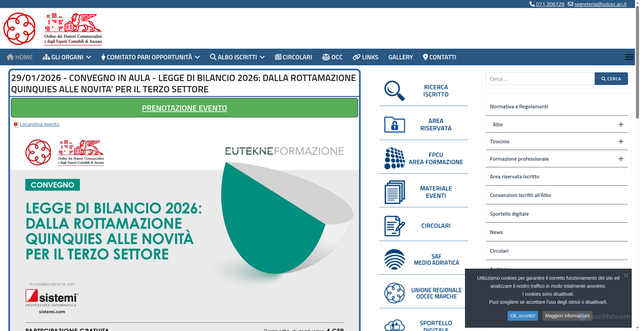 Security scan screenshot of https://www.odcec.an.it/