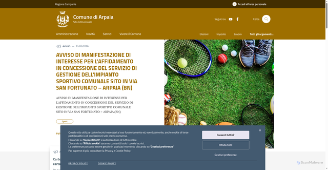 Security scan screenshot of https://www.comune.arpaia.bn.it