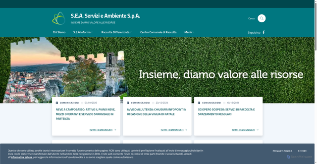 Security scan screenshot of https://www.seacb.it/