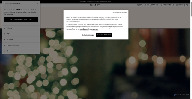 Security scan screenshot of https://www.gant.se/