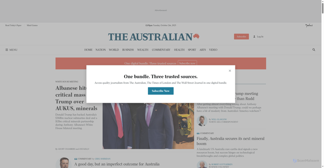 Security scan screenshot of https://www.theaustralian.com.au/