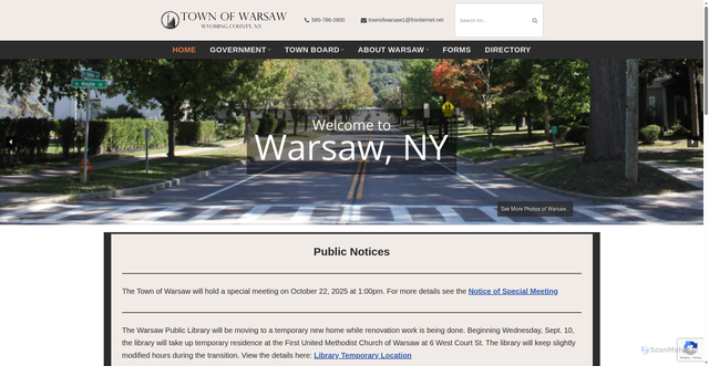 Security scan screenshot of https://townofwarsawny.gov/