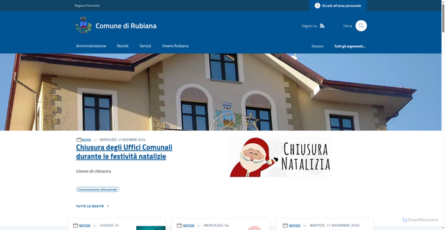 Security scan screenshot of https://www.comune.rubiana.to.it/
