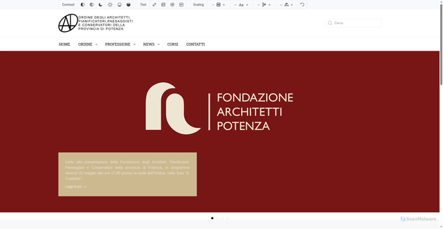 Security scan screenshot of https://www.ordinearchitetti.pz.it