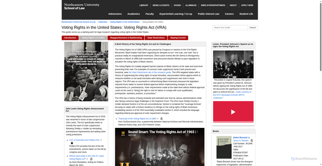 Security scan screenshot of https://lawlibraryguides.neu.edu/VotingRIghts/VotingRightsAct