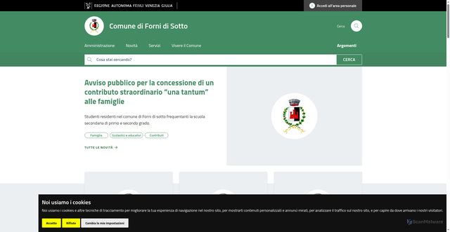 Security scan screenshot of https://www.comune.fornidisotto.ud.it/