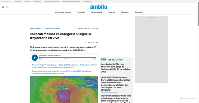 Security scan screenshot of https://www.ambito.com/mexico/informacion-general/huracan-melissa-es-categoria-5-sigue-la-trayectoria-vivo-n6206663