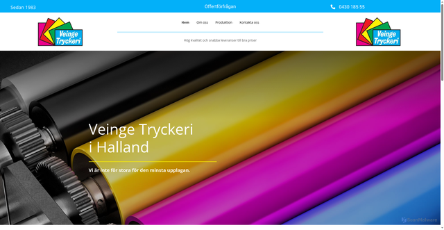 Security scan screenshot of https://www.veinge-tryckeri.se