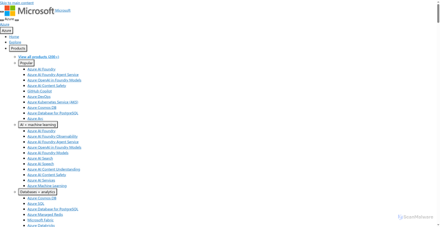 Security scan screenshot of https://azure.microsoft.com/en-us/get-started/azure-portal/service-health