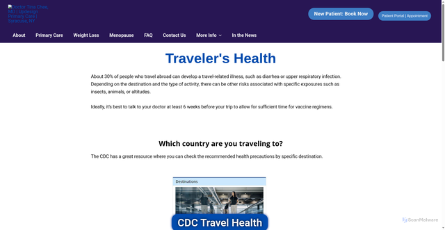Security scan screenshot of https://www.updesignprimarycare.com/travel-medicine-clinic-vaccines/