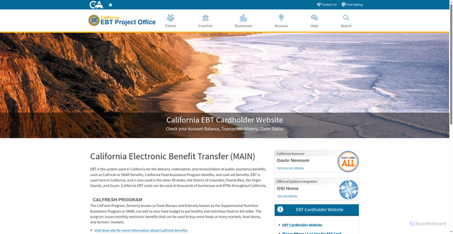 Security scan screenshot of https://www.ebtproject.ca.gov/