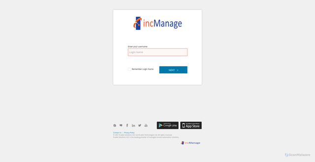 Security scan screenshot of https://incmanage.integrated.net