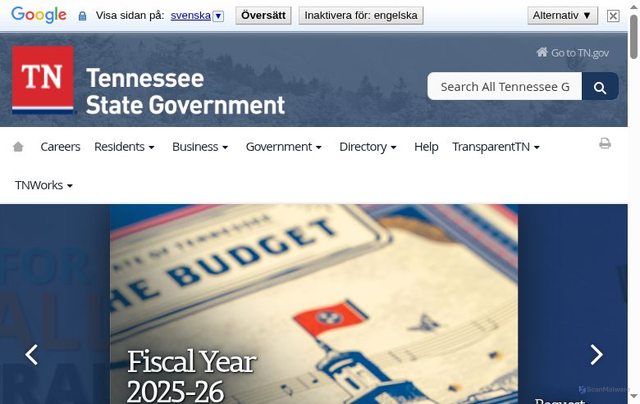Security scan screenshot of http://trusttennessee.gov/