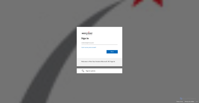 Security scan screenshot of https://wsaaero.sharepoint.com
