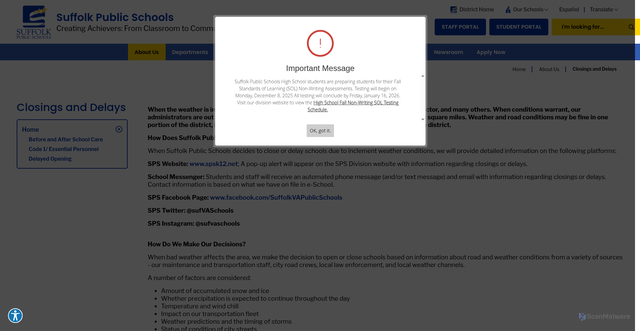 Security scan screenshot of https://www.spsk12.net/domain/2056