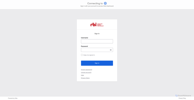 Security scan screenshot of https://rbi.okta.com