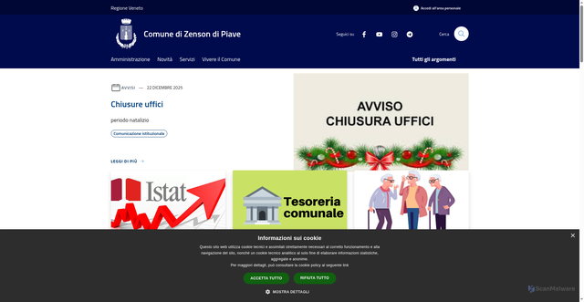 Security scan screenshot of https://www.comune.zensondipiave.tv.it/it