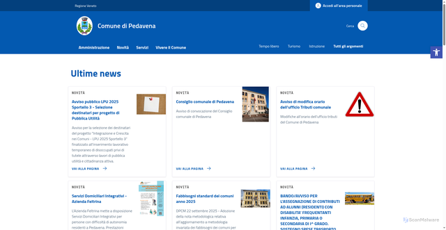 Security scan screenshot of https://comune.pedavena.bl.it/