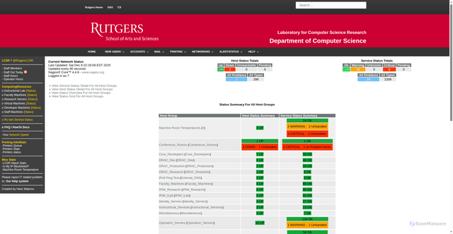 Security scan screenshot of https://report.cs.rutgers.edu/